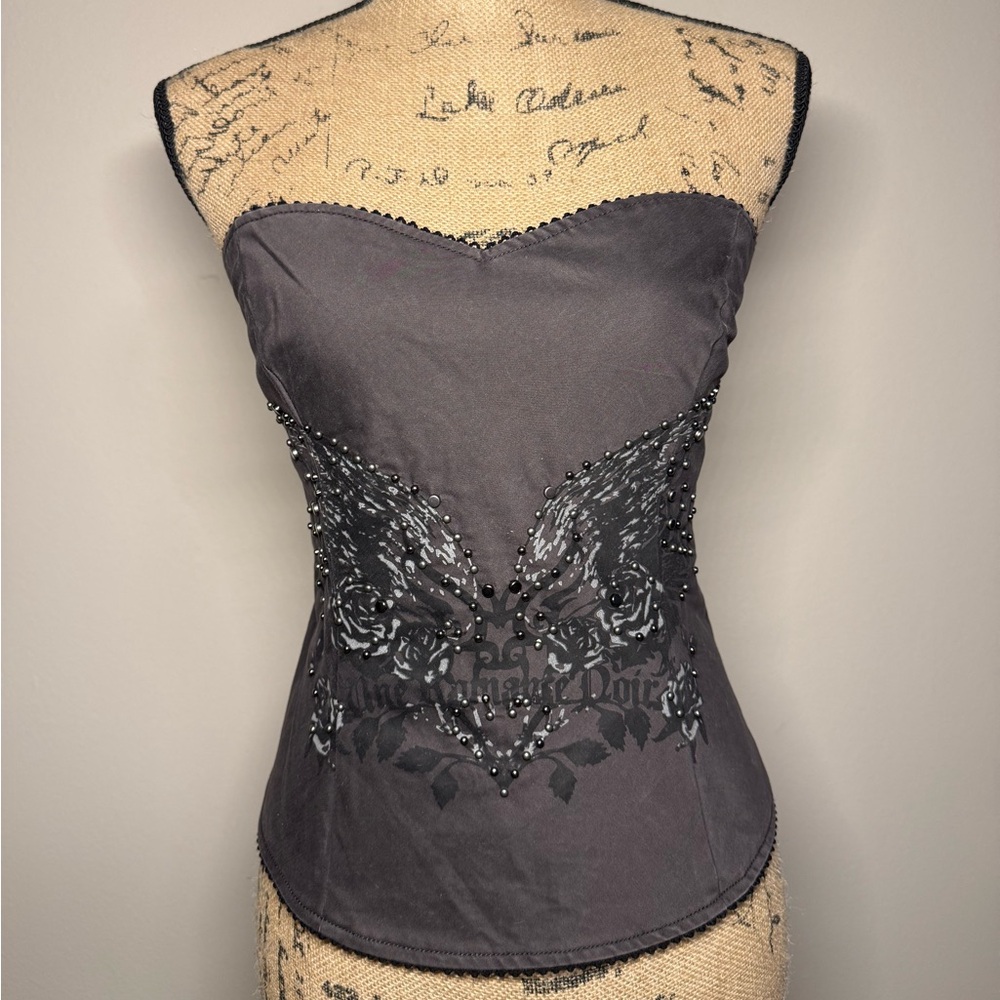 Guess Dark Gray Strapless Top